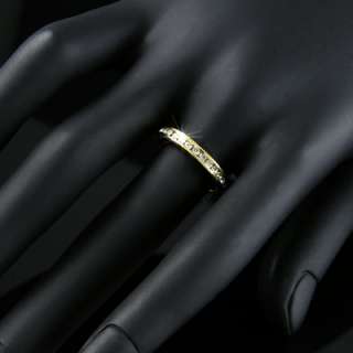 Yellow Gold p lab Diamond Channel Set Engagement Wedding Eternity Band 