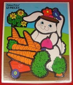   1992 Fisher Price Frame Tray Easter Bunny Carrots Jigsaw Puzzle 12 pcs