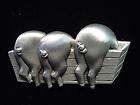 JJ Silver Pewter 3 Pigs at the Trough Pin