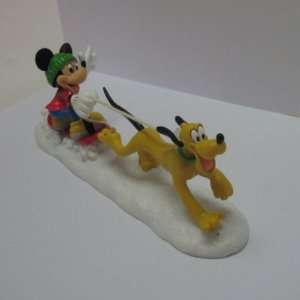  Disney Mickey and Pluto Sledding Handpainted Accessory 