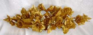 GOLD SWAG ~ Golden Lame ~ Roses Silk Wedding Flowers Arch Decor 50th 