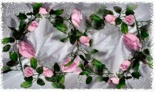   PINK Rose Garland ~ Silk Wedding Flowers ~ Arch Gazebo Decor Vines