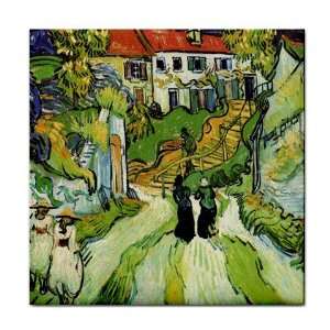   Street and Steps in Auvers with Figures By Vincent Van Gogh Tile