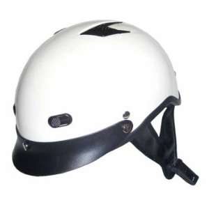   DOT Certified White Vented Shorty Helmet with Sun Visor Automotive