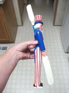 1976 vtg Uncle Sam whriligig hard plastic usa flag toy  