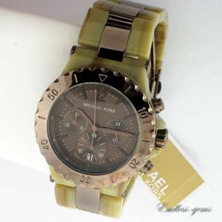 NEW Michael Kors MK5596 Dylan Brown Chocolate Gold Horn Resin Two Tone 