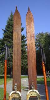 VINTAGE Wooden Skis 62 POINTS + Bamboo Poles  