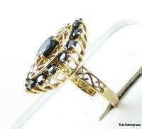 4CTW BLUE SAPPHIRE RING   14K Yellow GOLD Estate A++  