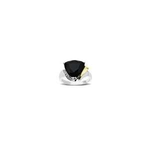 ZALES Trillion Cut Onyx and Diamond Accent Ring in Sterling Silver and 