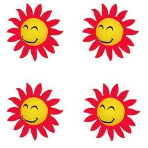   Smiley Face Sun w/ Red Sunray Tips Car Truck SUV Antenna Topper   4PK