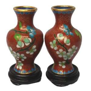 Chinese cloisonne vases   set of 2, 3H, stands included  