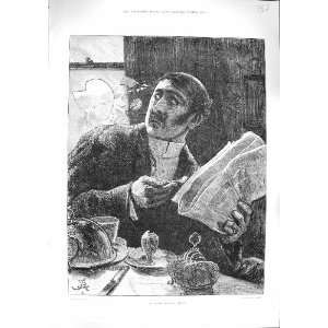   1881 Palable Hit Man Reading Newspaper Broken Window