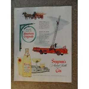  Seagrams Ancient Bottle Gin, Vintage 50s full page print 