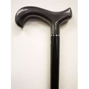 Carbon Fiber Black Walking Cane. One Section with Mesh Derby Handle 