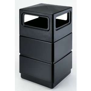   38 Gallon 3 tier Waste Container with Dome Lid   Black
