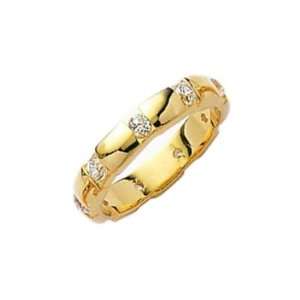  Gold Plated 4 mm Wide Clear Cubic Zirconia Full Eternity Style Band 