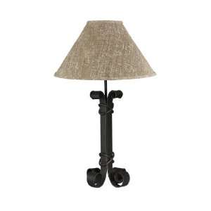   Hand Forged Wrought Iron Table Lamp with Linen Shade